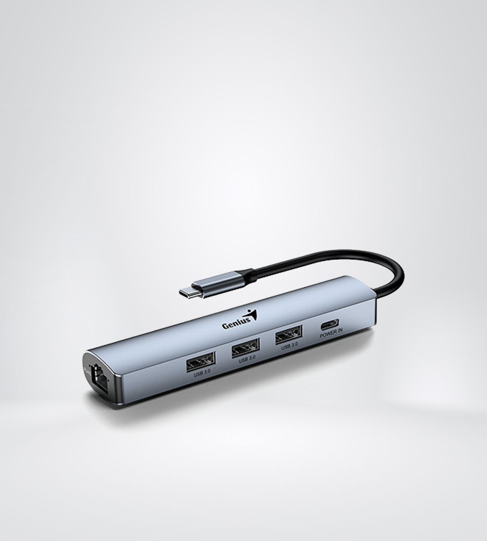 HUB USB-C GENIUS UH-545 GIGABIT ETHERNET 1-USB-C 3-USB-Aa